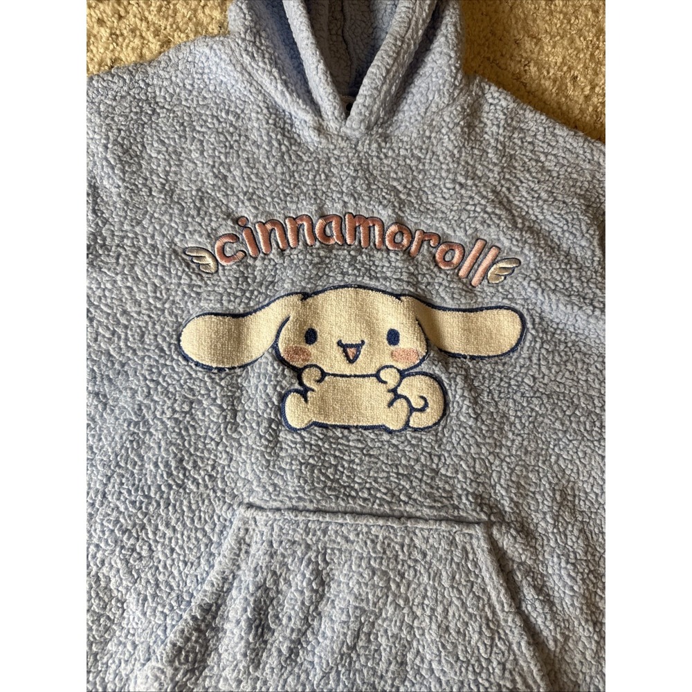 Sanrio Cinnamoroll Pullover Sherpa Baby Blue‎ Hoodie Size Large